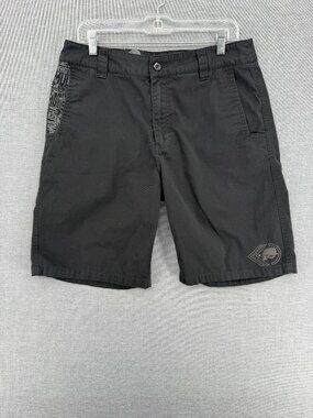 Metal Mulisha Shorts Mens 34 9" Black Goth Grunge Punk Embroidered Y2K